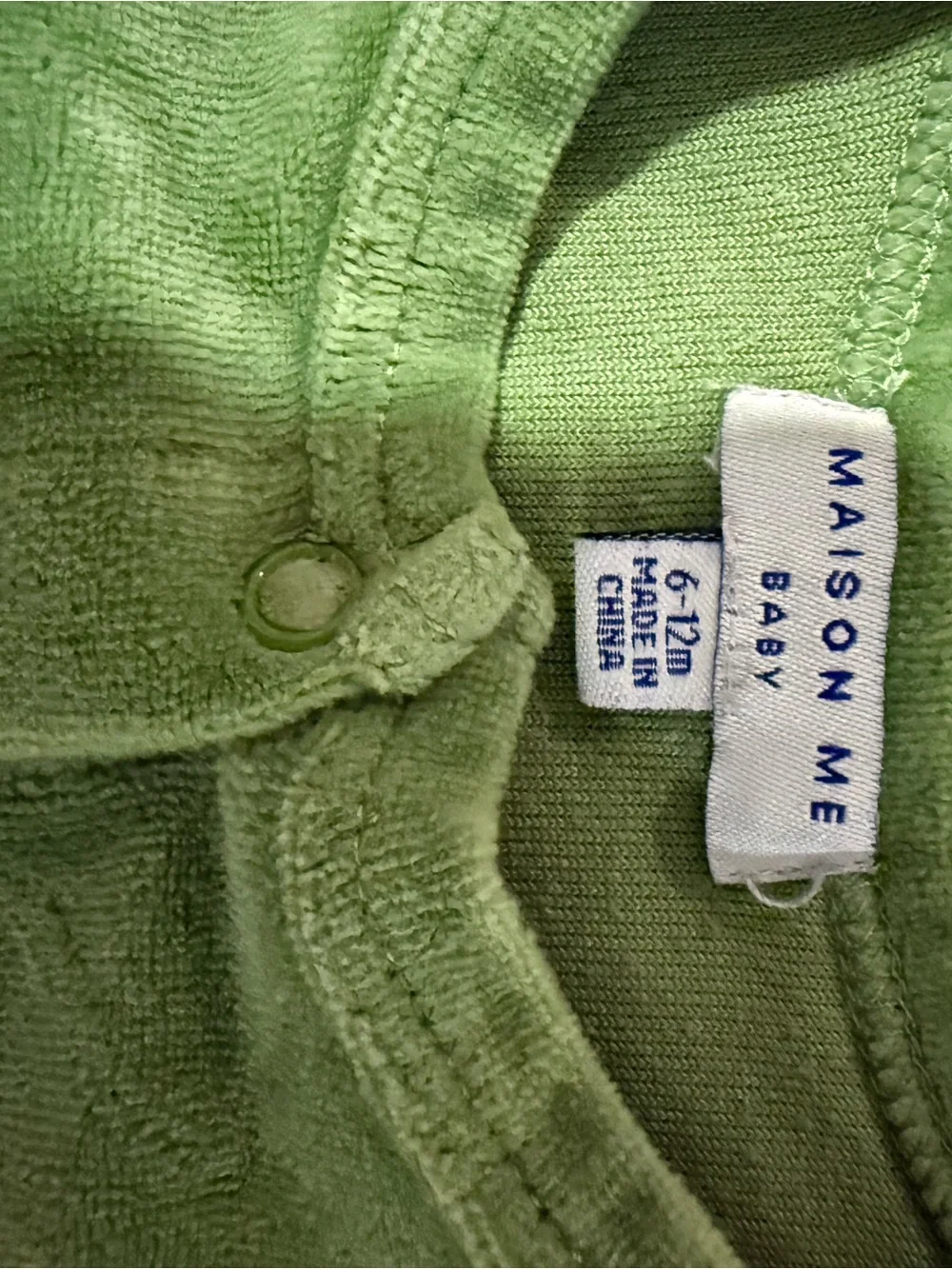Maisonette - Green Baby Velour Button Down Set - SIZE 6-12 months
